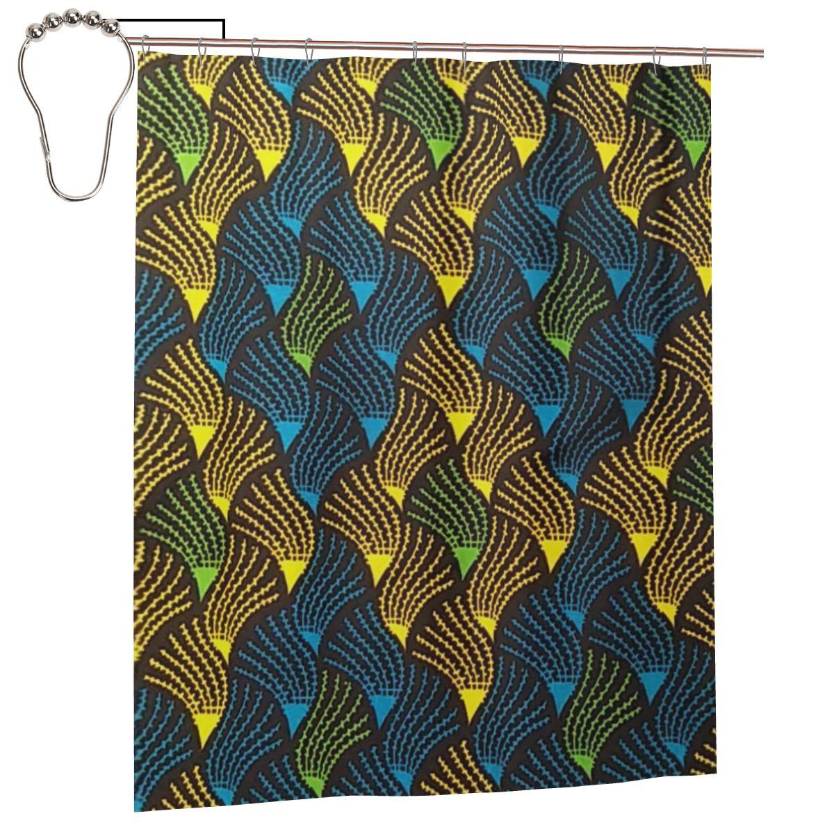 

African Ankara Wax Print Shower Curtain Bathroom Polyester Waterproof Bath Curtains With Hooks W60H190(CM)-1 Pcs