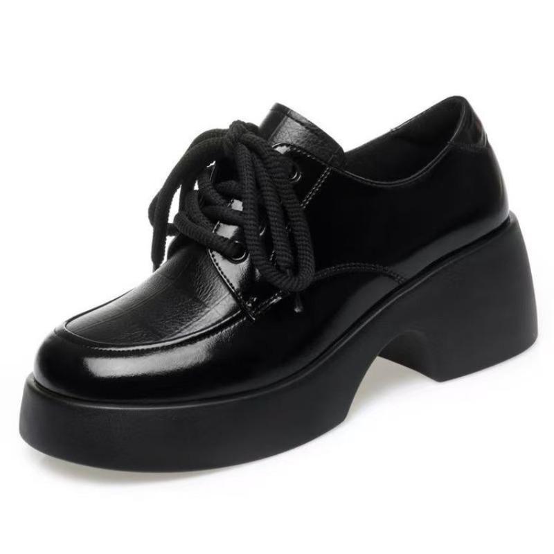 Women's Autumn New Small Leather Shoes Platform-soled Fashion Versatile Soft-soled Single Shoes Women's Casual Shoes