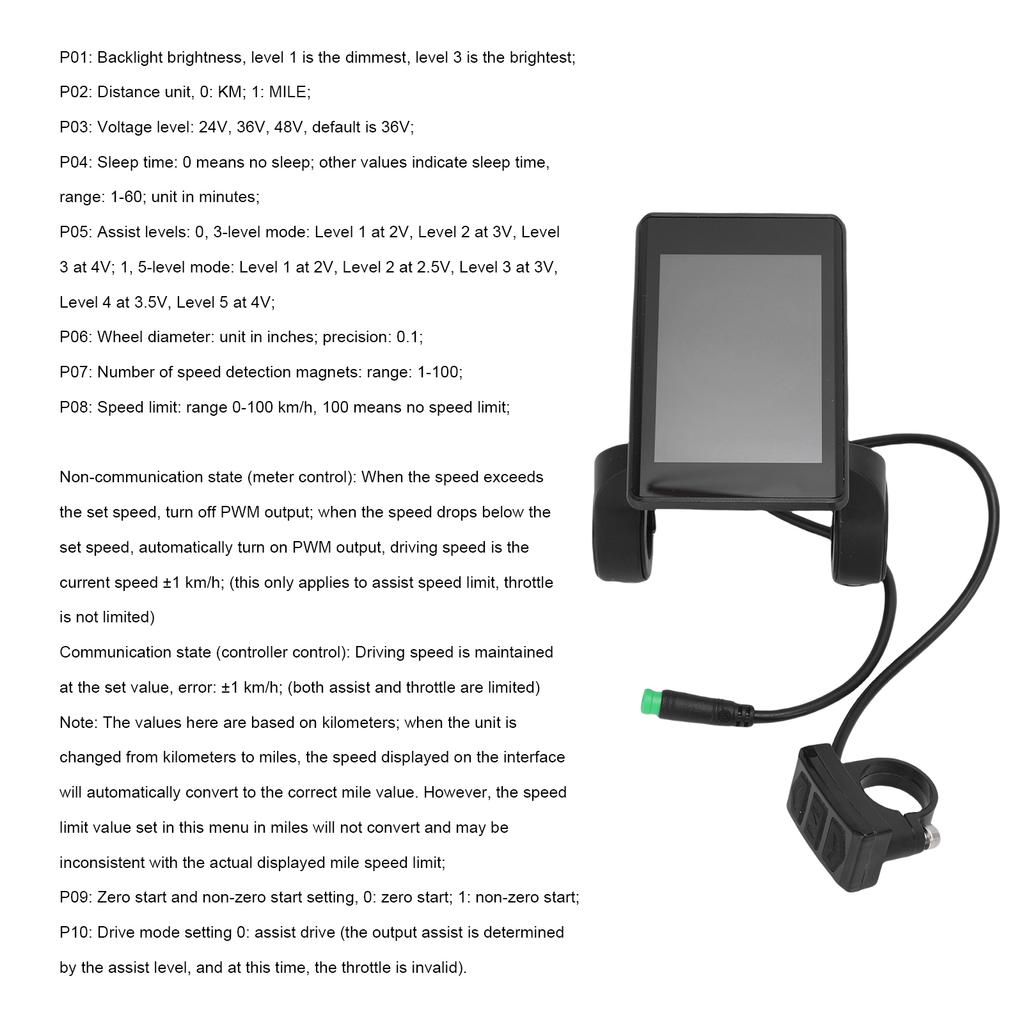 Electric Bike X1 Five-Pin Waterproof Connector Color LCD Instrument Panel Bicycle Scooter LCD Speed Display 24V/36V/48V