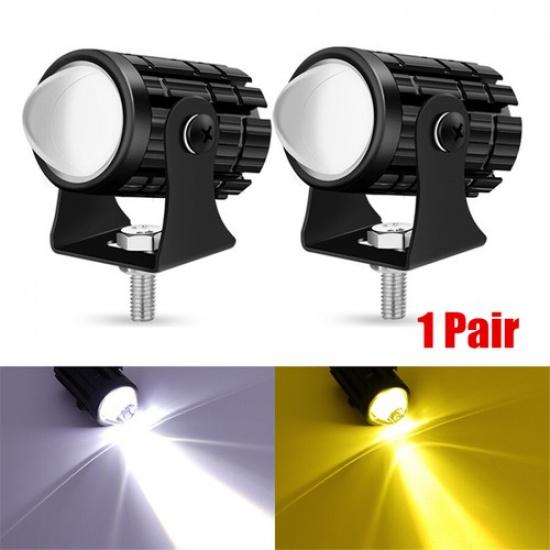 

2Pcs Universal Motorcycle LED Headlamp Spot Light Dual Color For 12V ATV Scooter