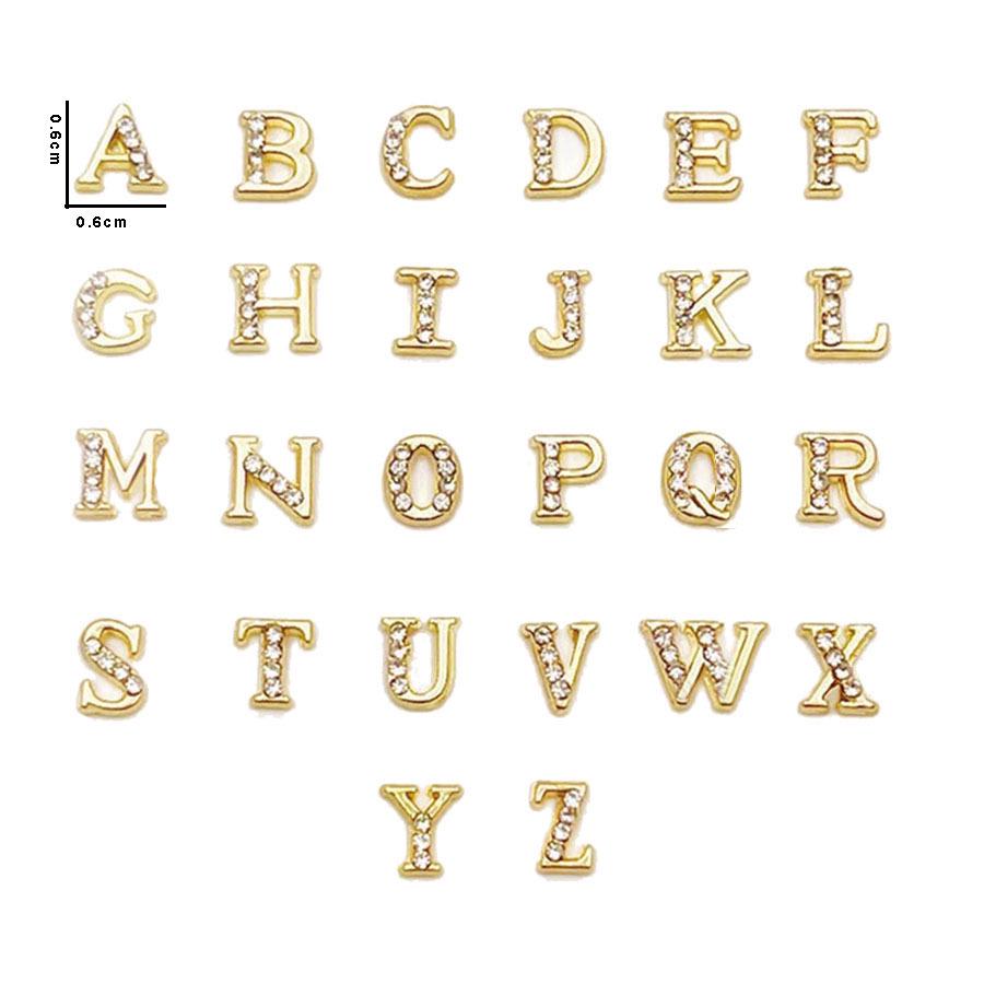 Cross Alloy Rhinestone Nail Art: 26 English Letters, Super Shiny Metal Stickers