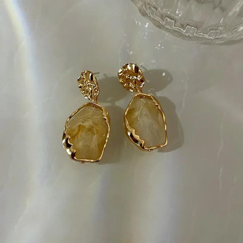 

Модные серьги-подвески, трендовые винтажные серьги с геометрическим узором для женщин, 2023, корейские ювелирные изделия, акриловые аксессуары в богемном стиле, подарок на вечеринку жёлтый