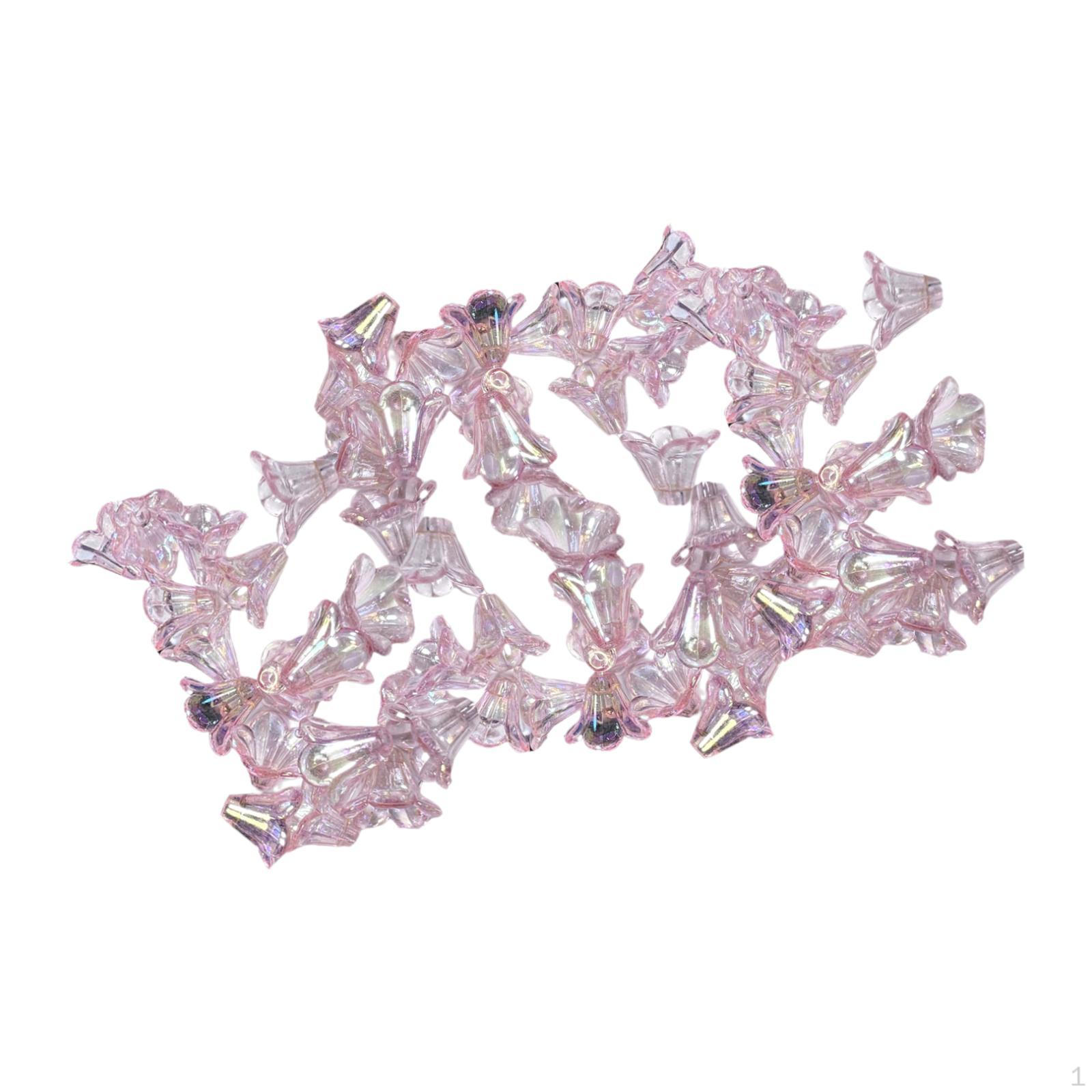 

100 бусин-цветочков для изготовления украшений, рукоделия, шармов, серег, цветочные Pink