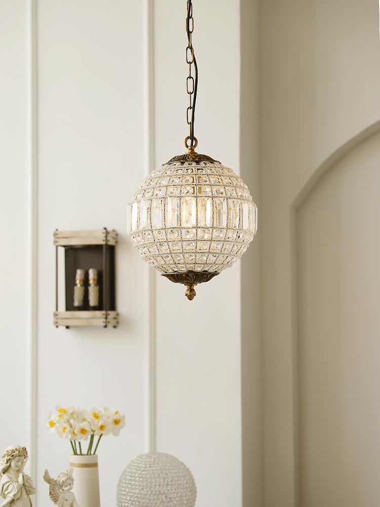 Medieval French Court Style K9 Crystal Chandelier Retro Light Luxury Globe Chandelier Living Room Bedroom LED Decorative Lamp
