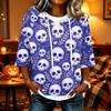 Women's Halloween Printed Hooded 3/4 Sleeve Casual Loose Fit Pullover