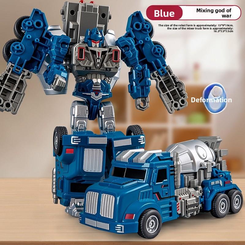 Boy Mecha Scale Model Engineering Mixer Transformed into Robot Children's Deformation Toys Playsets Birthday Gift Present