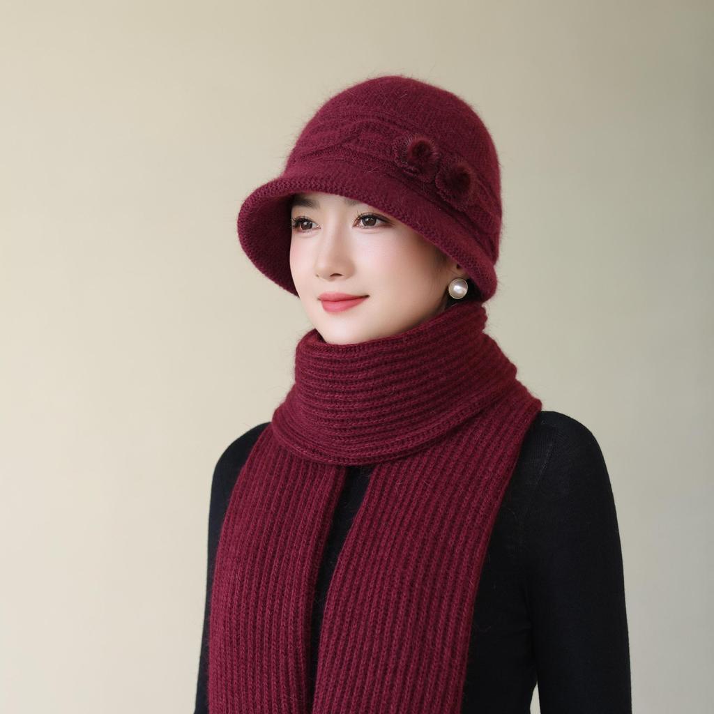 Warm Korean Rabbit Fur Thickened Fashionable Wool Basin Hat for Grandma Autumn and Winter New Style Middle Aged and Elderly Women's Hat