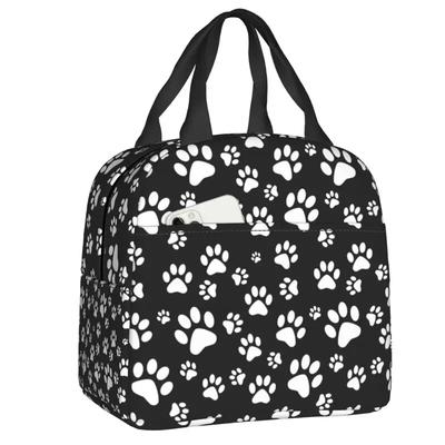 White Puppy Dog Paw Thermal Insulated Lunch Bags Women Portable Container for Kids School Children Food Bento Box