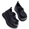 Metal Decoration Round Toe Thick Bottom Platform Chunky Heels Women Pumps Lace Up Black Ins Fashion Y2K Punk Street Ladies Shoes