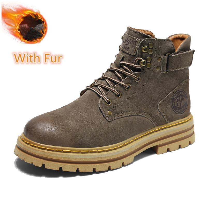 High Quality Leather Men Ankle Outdoor Non-slip Desert Boots Shoes Male British Style Cowboy Boots Luxury Brand Men Casual Boots