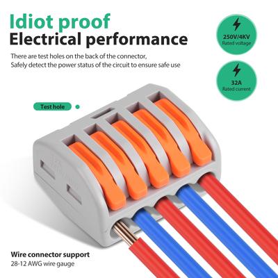 227/58pcs Wire Connector Electric Strip Connectors Mini Cage Spring Universal Compact Quick Wiring Conductors Push-in Terminal