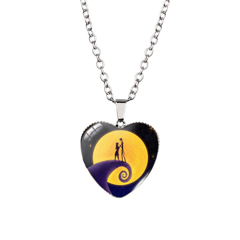 Colar Suéter Único Pesadelo Antes do Natal em Forma de Coração Colorido Acessórios de Desenho Animado