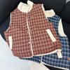 American retro plaid sleeveless vest cotton clothes for men and women in autumn and winter new loose and versatile casual stacked coat top