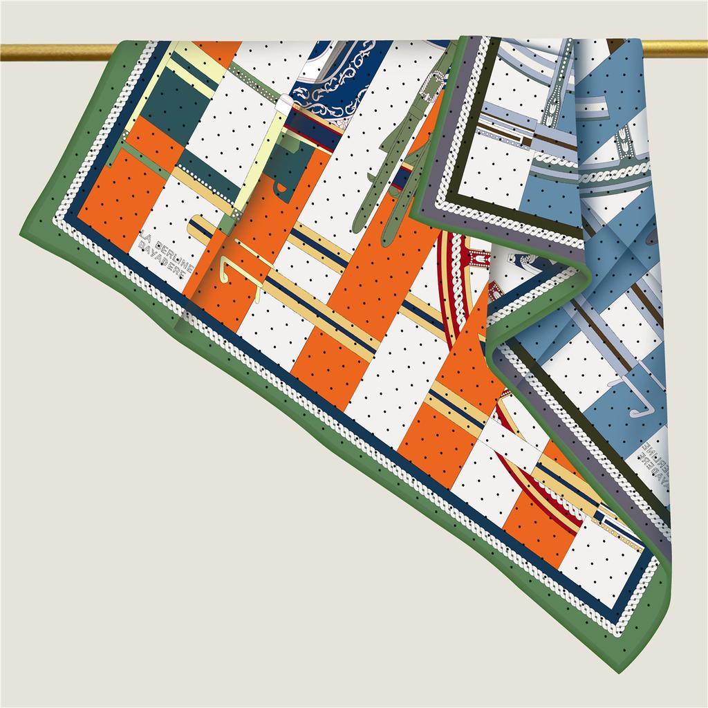 90cm Fashion Women Multicolored Decorative Rolled Edge Double-Sided Color Scarf  Square Handkerchief Neck Scarf