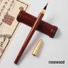 Sandalwood Brass Fountain Brush Pen with Replaceable Ink Cartridge, Soft Nib for Calligraphy and Small Regular Script Practice