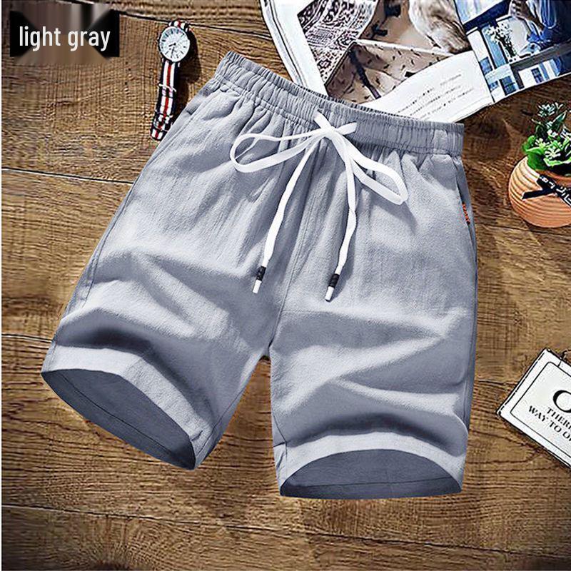 Men's Plus Size Japanese Trendy Linen Beach Shorts - Casual, Loose, Mid-Length, and Lightweight.