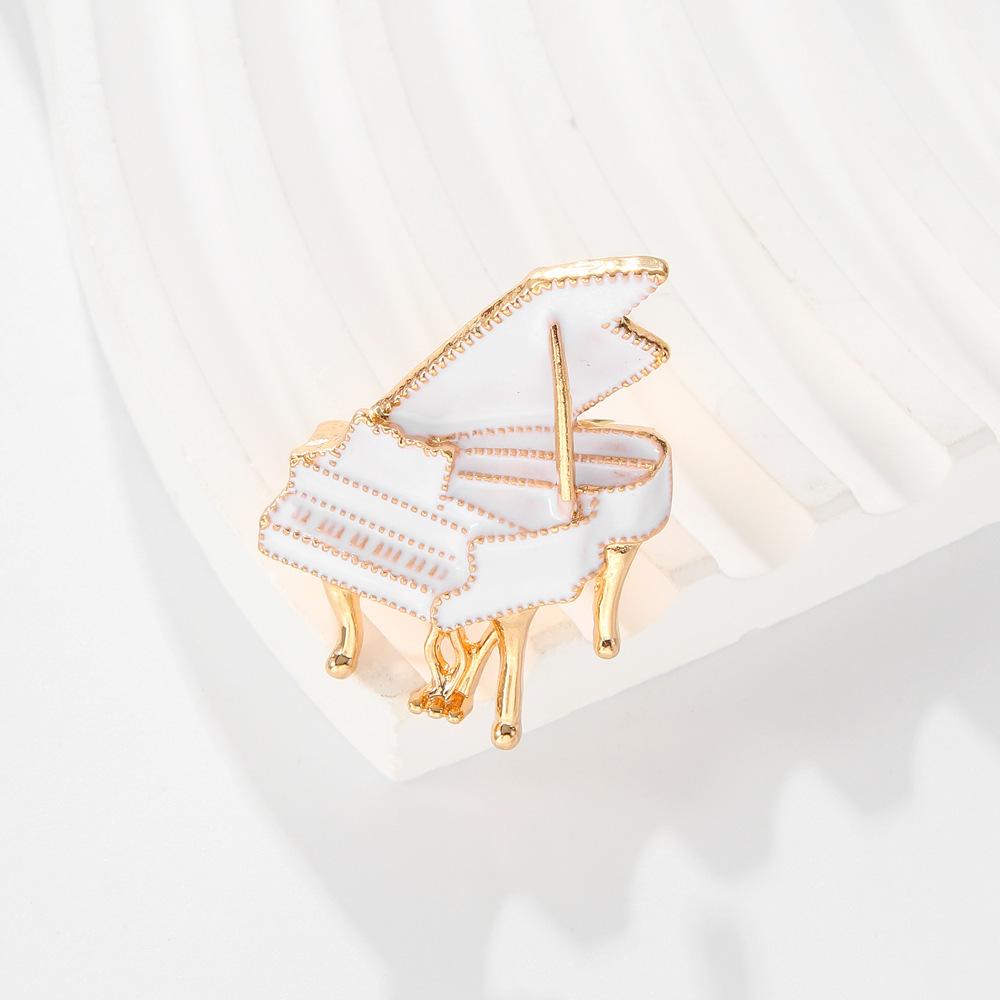 European-American Drip Glaze Enamel Piano Brooch - High-End Musical Instrument Pin