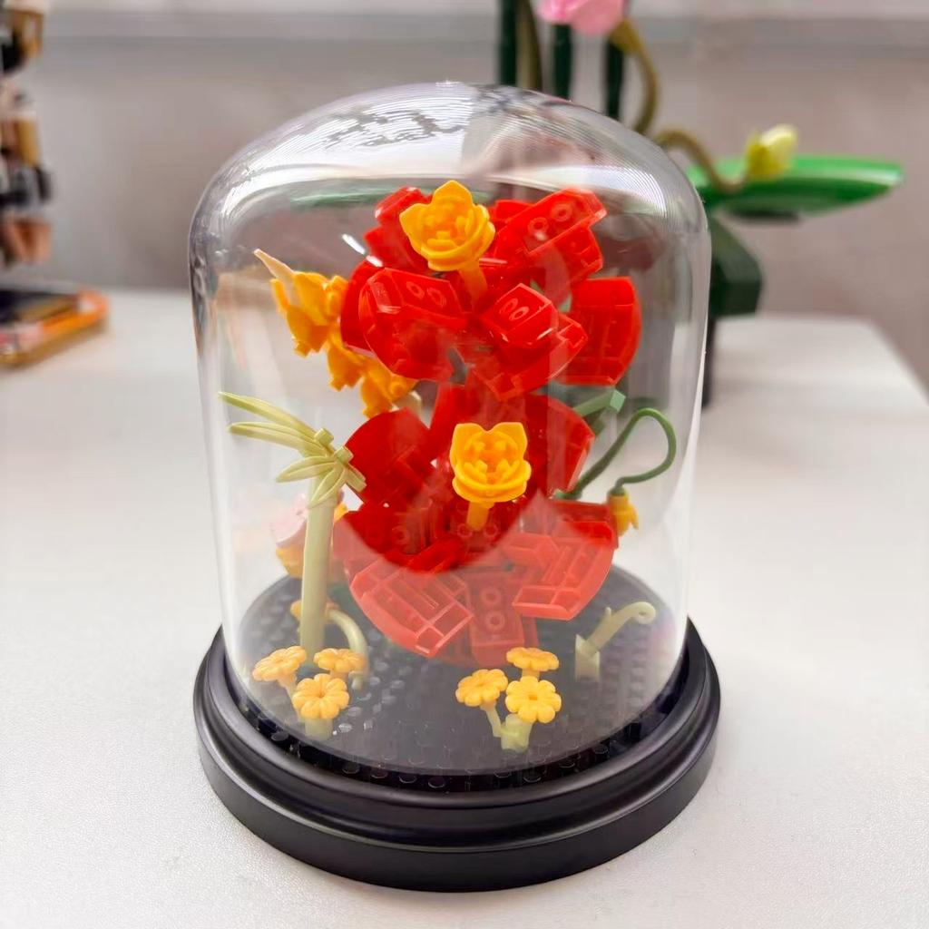 Building Block Rose Flower Desktop Decoration Holiday Gift