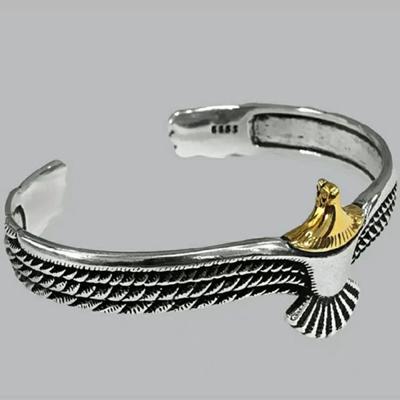 Cuff Bracelet Electroplating Vintage Carving Anti-corrosive Opening Decorate Rust-proof Men Retro Eagle Flying Bracelet