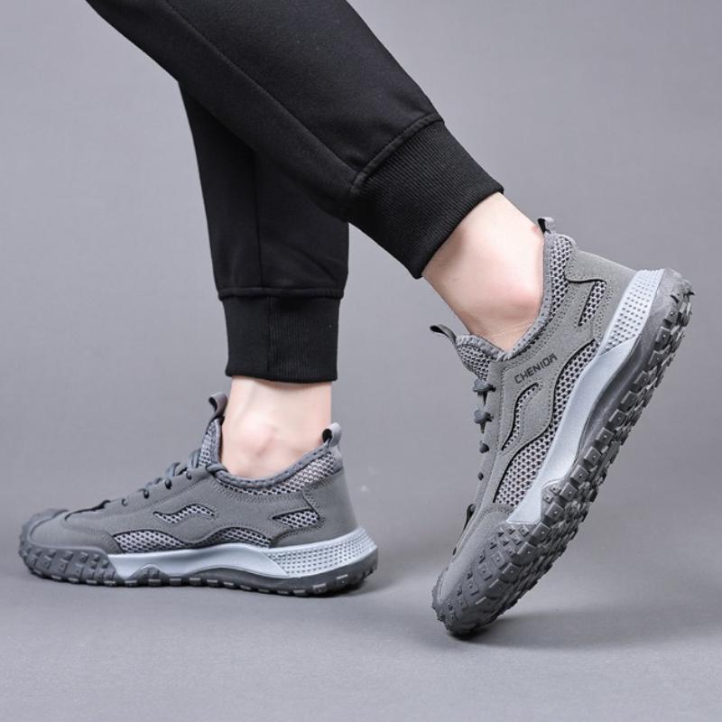 Summer Hollow Men's Casual Shoes New Mesh Breathable Hiking Shoes Outdoor Non-slip Wear-resistant Hiking Shoes Tenis Para Hombre