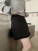 Women's Autumn Elastic Waist Patchwork Polka Dot Knit Skirt - Black Fungus Edge, Korean Style Slim Fit