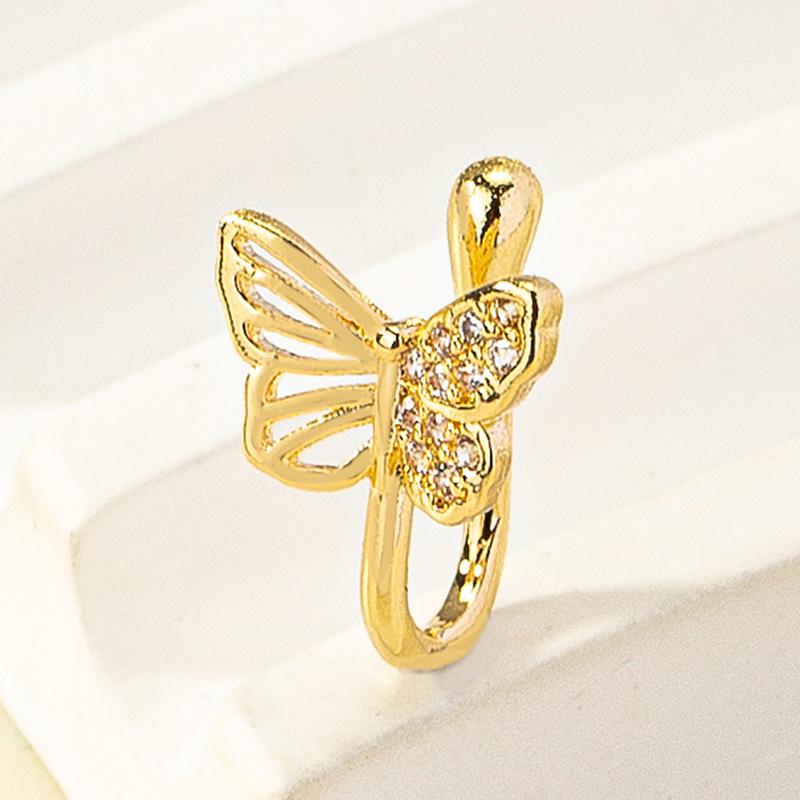 Butterfly Diamond U-Shaped Nose Clip - European & American Style, No Piercing Needed