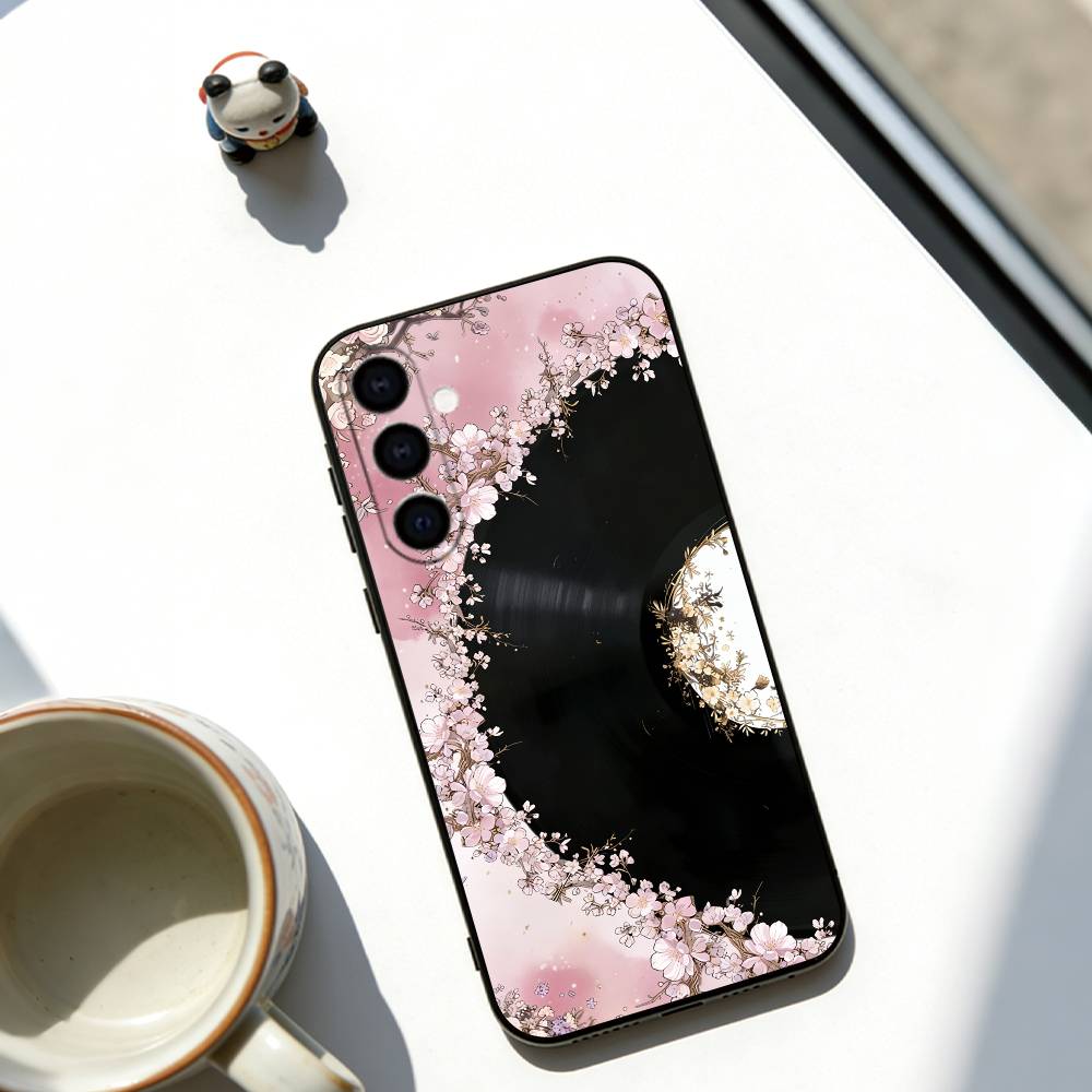 

Flower Record Phone Case For Samsung Galaxy A73,A72,A71,A70,A53,A52,A51,Soft Silicone Black Cover Samsung a70
