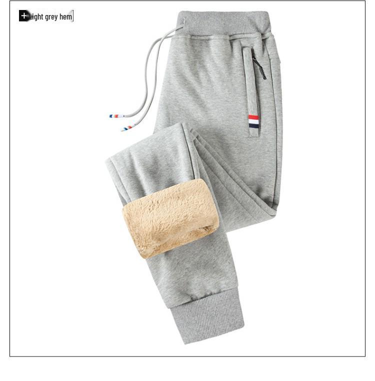 Men's Fleece-Lined Casual Plus Size Cuffed Sweatpants - Thick, Versatile, Outdoor & Trendy