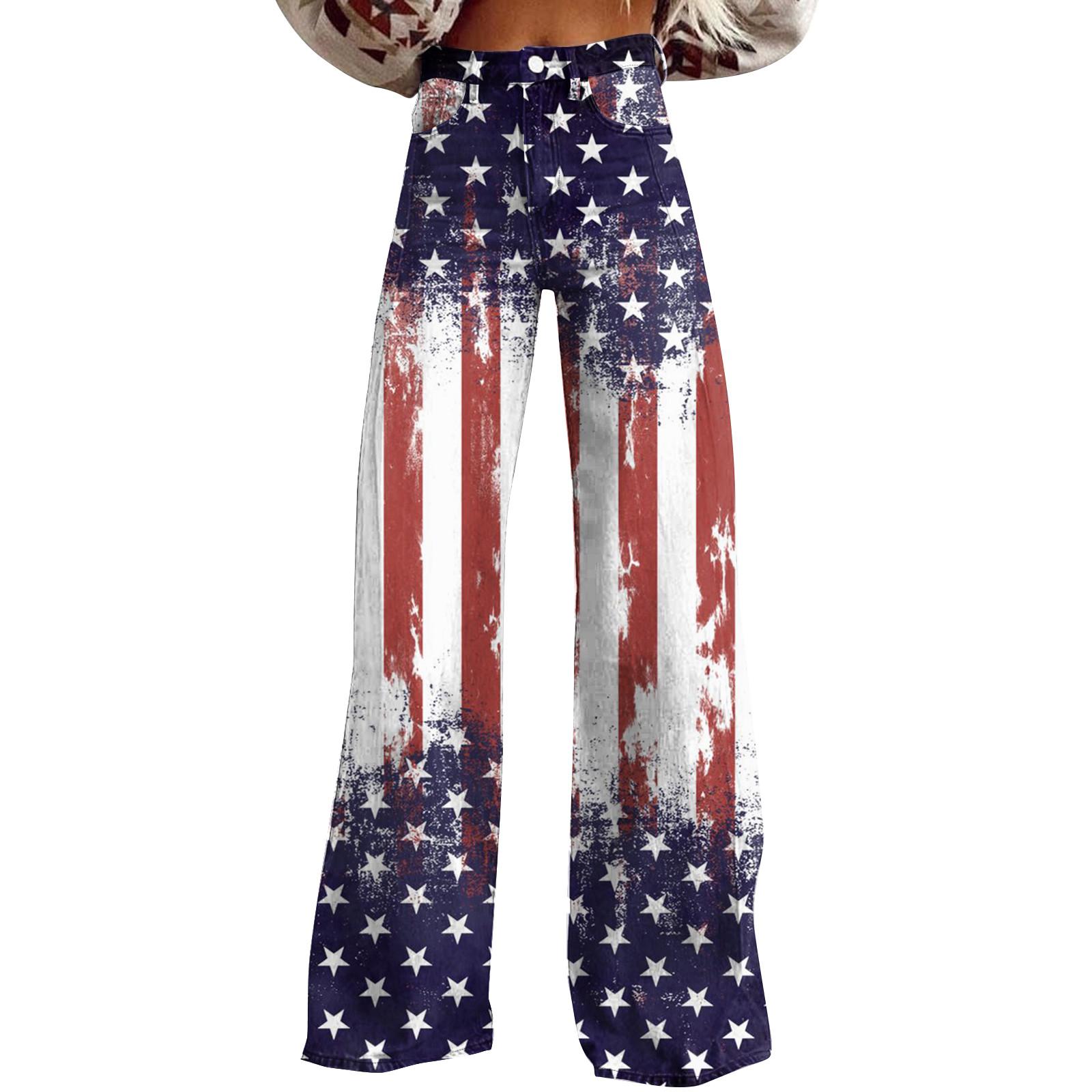 

Широкие расклешенные джинсы для женщин с карманами, мешковатые брюки с винтажным цветочным принтом и высокой талией, свободные брюки XXL красный