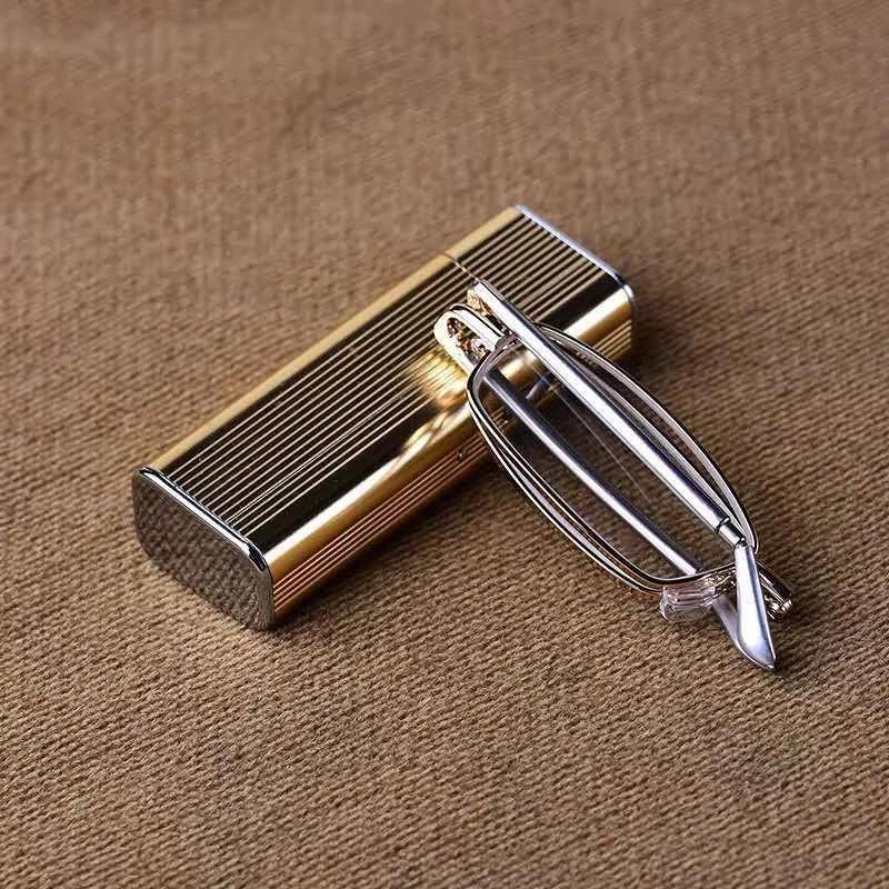 Foldable Portable Reading Glasses Anti Fatigue Natural Crystal Glass Lens High Quality High-Definition Anti-fog Glasses +150 золотой