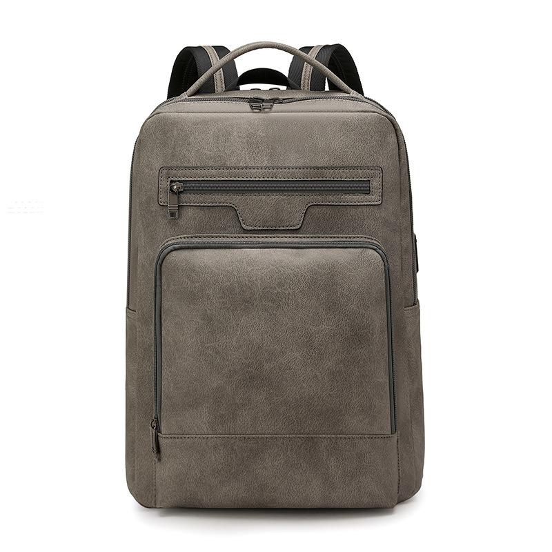 Source Factory Customized PU Quality Business Travel Notebook Backpack British Style PU Expansion Business Travel Backpack