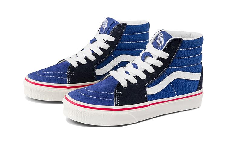 Vans SK8 Slip Resistant Abrasion Resistant High Top Kids' Skateboarding Shoes Blue Black Children Aged 3 7 Years Old VN0A4BUW2ND