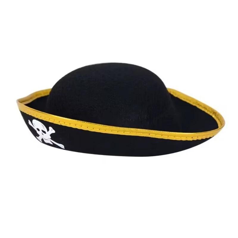 Print Skull Children / Adult Pirate Hat Cosplay Costume Cap Halloween Masquerade Party Performance Pirate Captain Hat Props