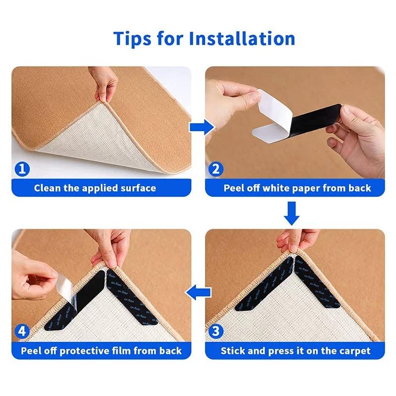 Carpet Anti Slip Sticker- Anti Curling Carpet Tape Non-Slip Area Keeps Your Rug In Place and Makes Corners Flat for Corners