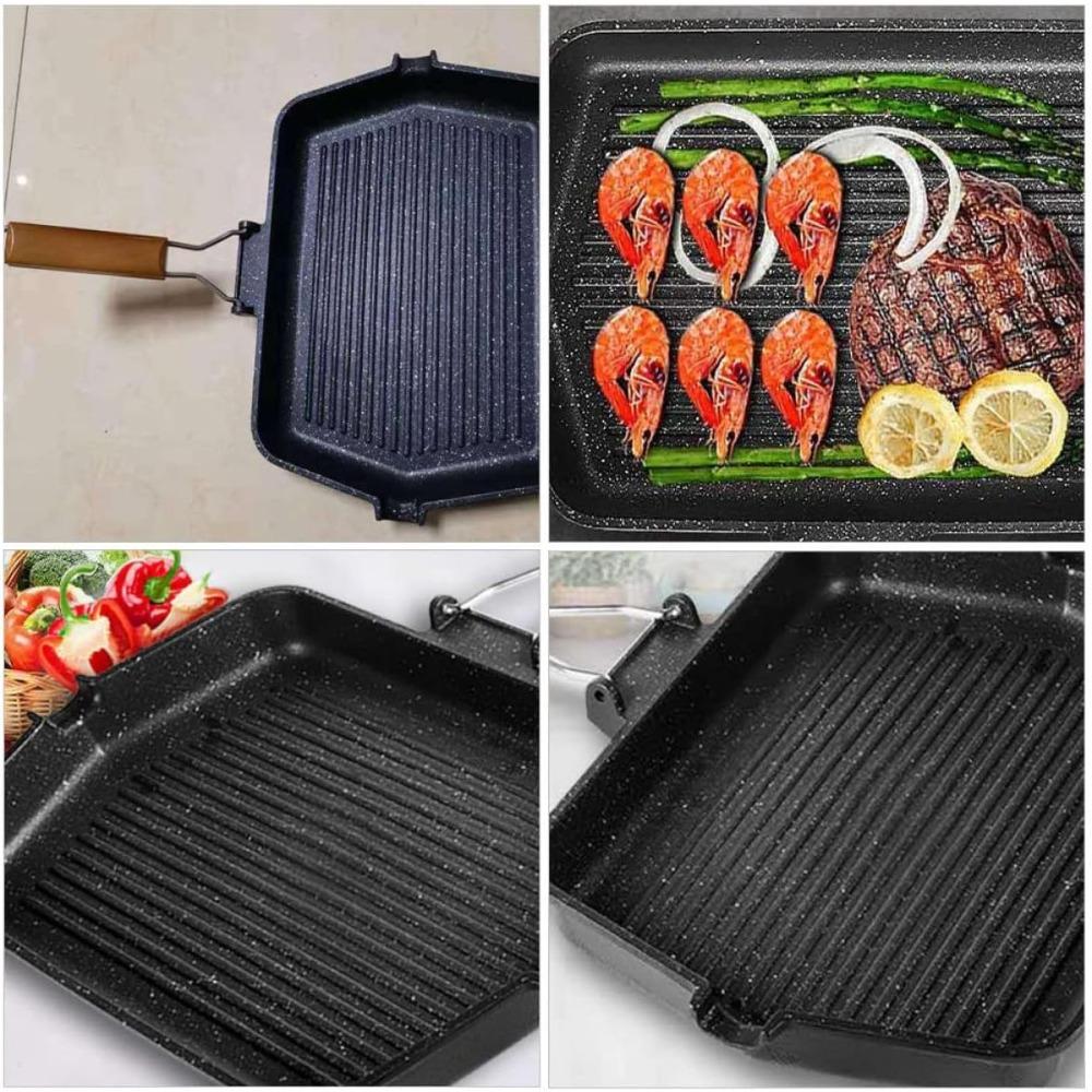 KOSUN Grill Steak Frying Pan Nonstick Outdoor Stove Griddle The Egg Grill Square Pan Non Stick Frying Pans Bbq Roasting Pan