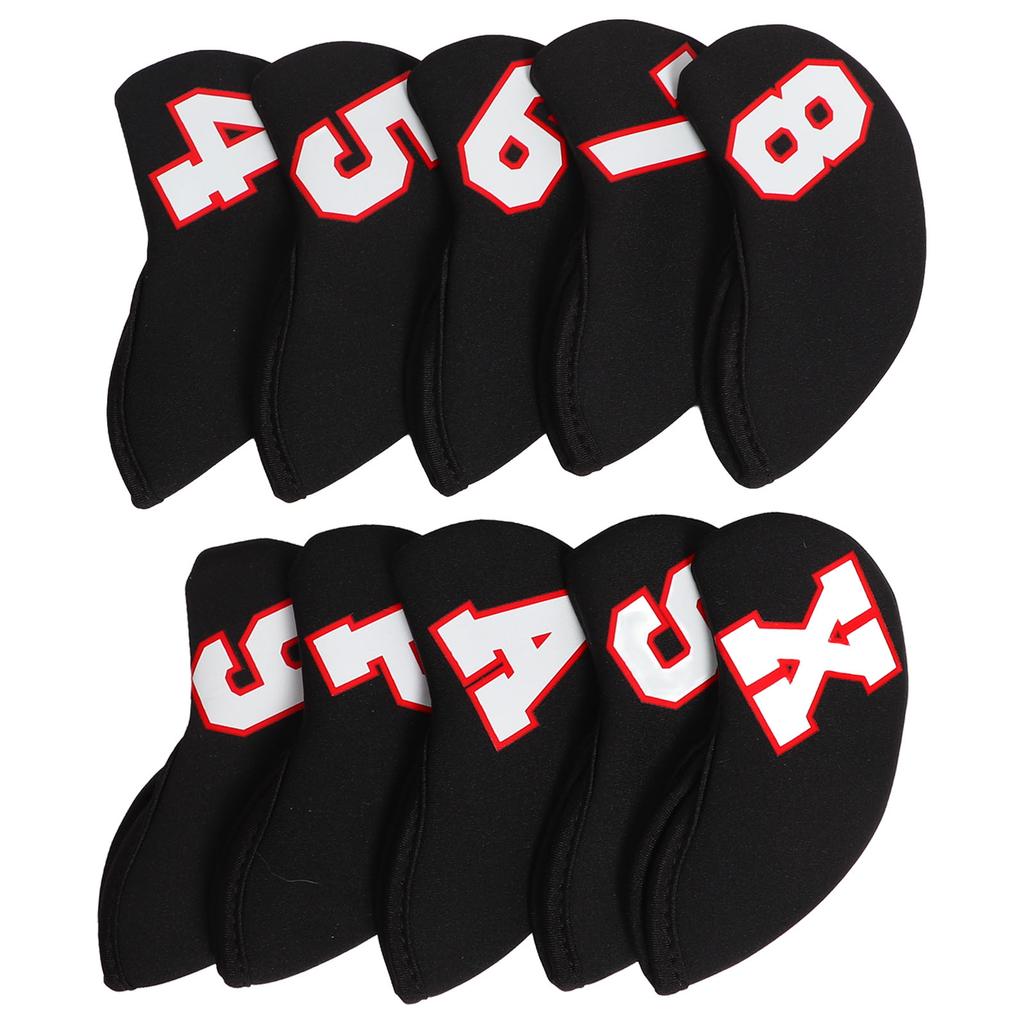 10PcsSet Number Golf Iron Head Cover Set Neoprene Golf Club Iron Protective HeadcoverBlack