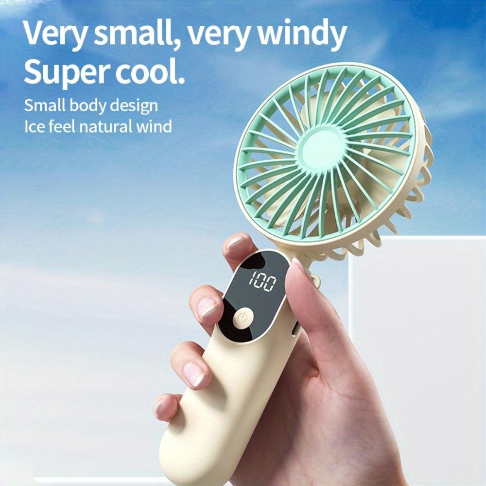 New models for 2025 Mini Portable USB Fan with Digital Display - Foldable 3-in-1 Handheld, Neck, and Desktop Fan