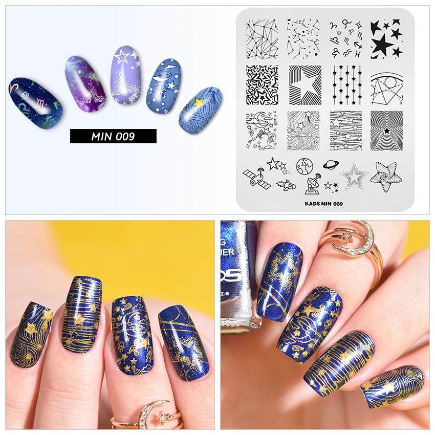 kads MIN 009 Starry Sky Nail Art Stamp Template Star Moon Design Manicure Nail Stamping Plates Nail Art Stamp
