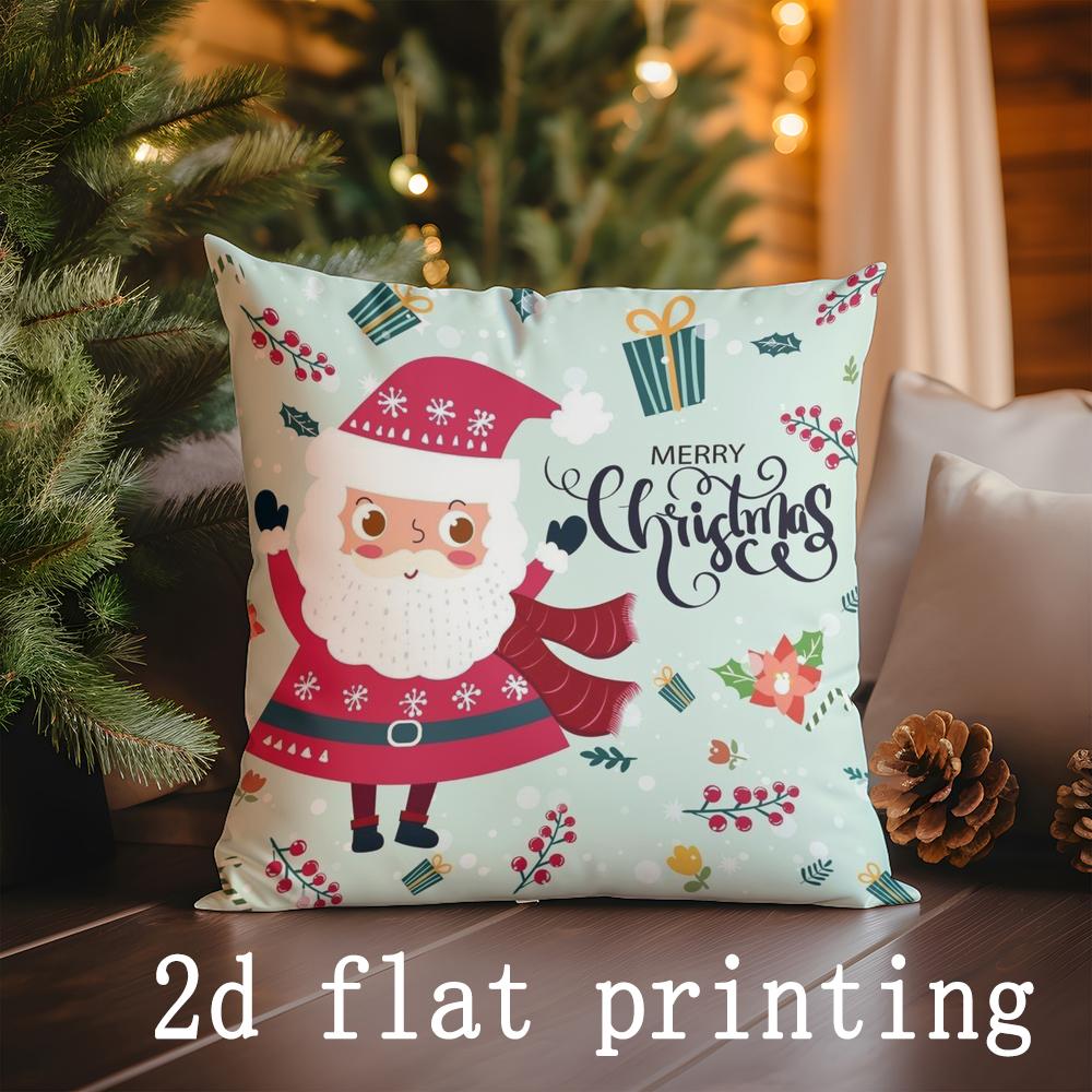 Home Decor Christmas Reindeer & Santa Pillows Suitable For Sofa Bedroom Car Pillow Cover Cushion Rectangular Back Cushion