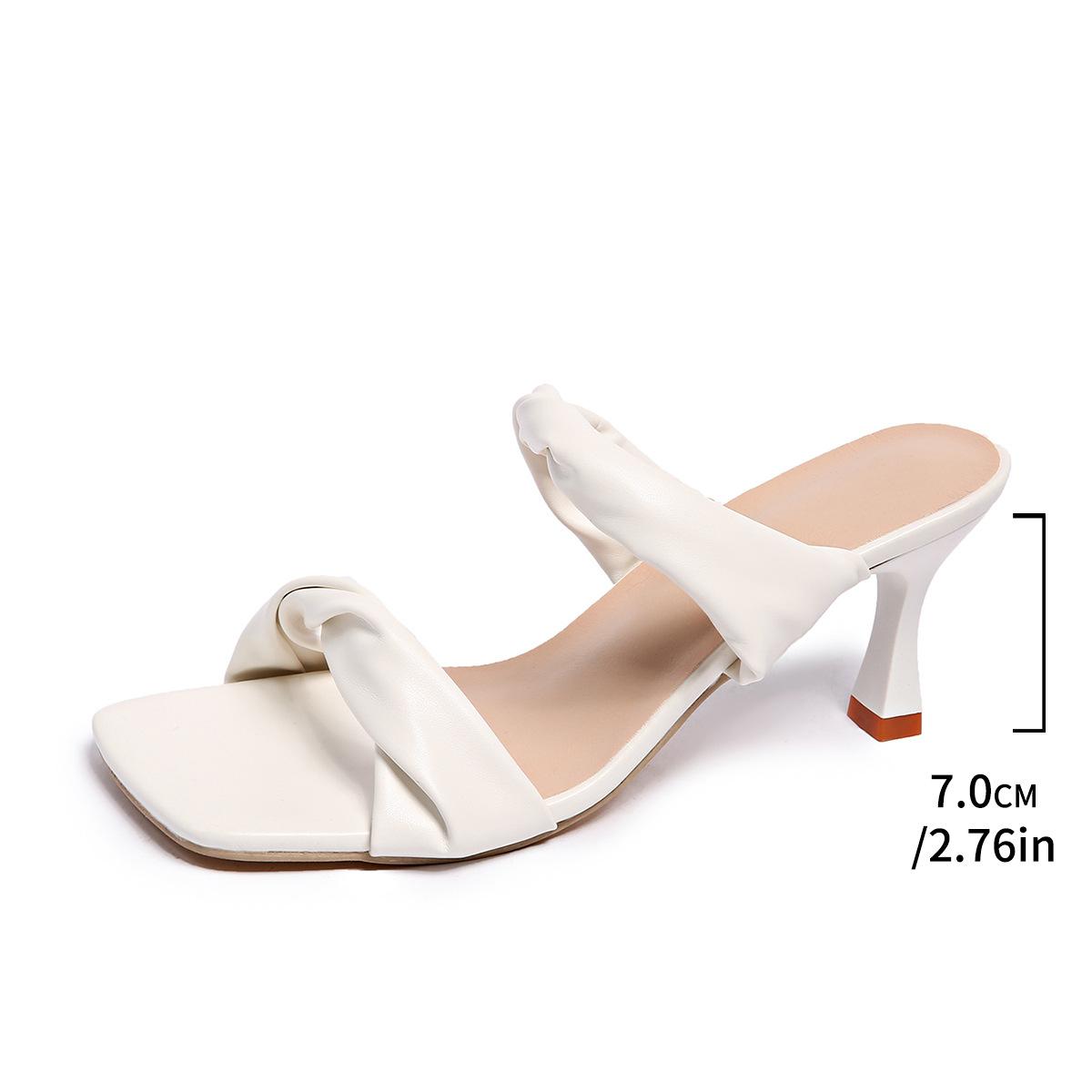 

New temperament square head high heels women s outer wear 2025 summer large size foreign trade sexy cool slippers 34 34