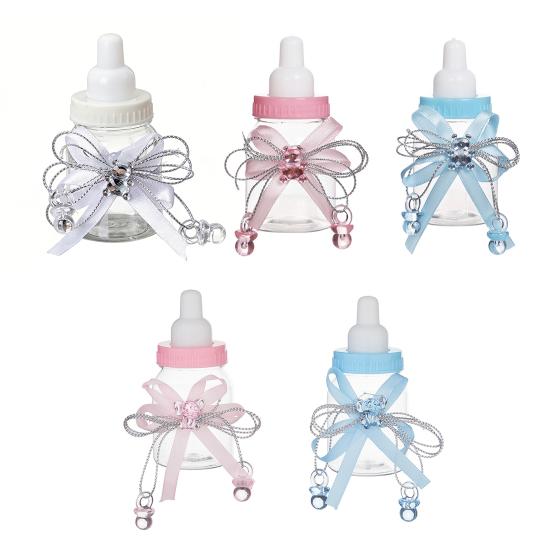 1/6/12 Pièces Mini Bouteille de Lait Boîte à Bonbons avec Ours Strassé Ruban Nœud Bonbons Goodies Pot de Rangement Friandises Fête de Naissance Cadeaux