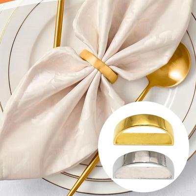 Gold Napkin Rings Set of 6 Semicircle Metal Gold Napkin Holder Buckles New Year Table Decorations Holiday Dinner Party