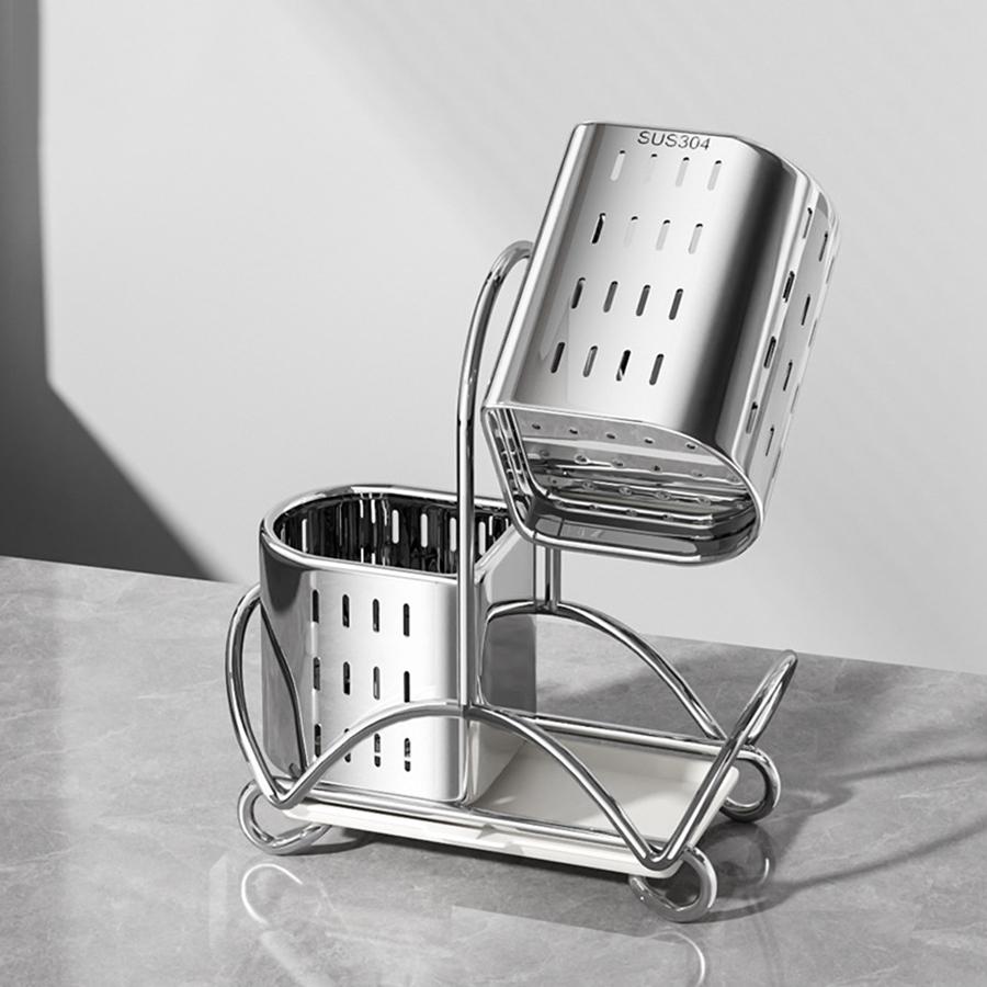 Kitchen Draining Storage Rack Stainless Steel Wall Mounted Organizer Holder For Chopstick Spoon Fork Practical Storage Bracket