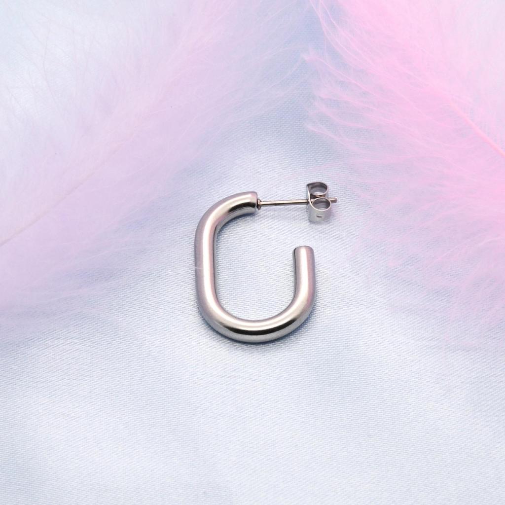 Trendy U-Shaped Stainless Steel Geometric Oval Earrings