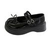 French British Style Retro Mary Jane Small Leather Shoes Women's Shoes 2025 New Bow Loafer Platform Shoes