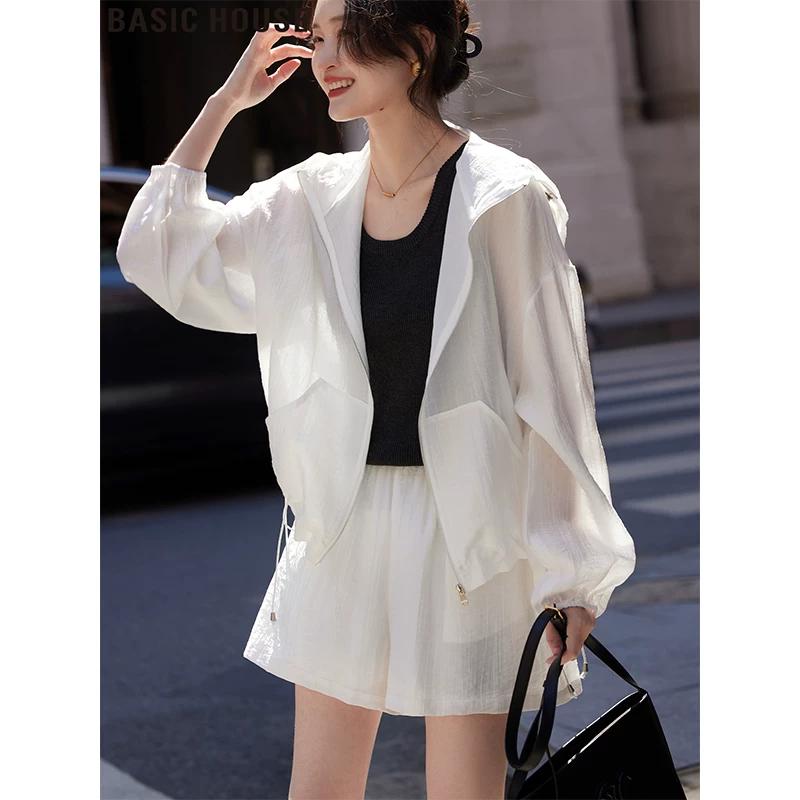 Basic House Women s Lightweight Lyocell Ice Silk Sun Protection Two-Piece Set S