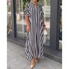 Summer New Women's Striped Printed Slit Long Dress
