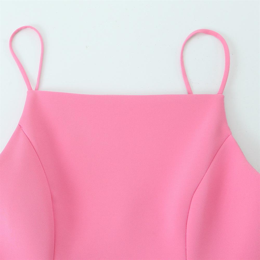 2025 Spring Women's Slim Fit Sweet Pleated Backless Camisole Dress