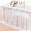 Pearl Embellishments Flower Pearl Tablecloth Elegant Tulle Fabric Tablecloth Bridal Shower