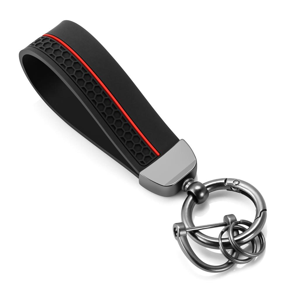 

Силиконовый автомобильный брелок-подвеска, цепочка для ключей, подвеска, мужской, женский, подарок, универсальный, прочное металлическое кольцо, креативный брелок, автомобильный стайлинг красный